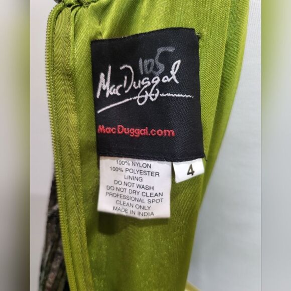 Mac Duggal SHORT SLEEVE OMBRE SEQUINED EVENING GOWN NWOT size 4 Olive Green 4913 - Picture 7 of 7